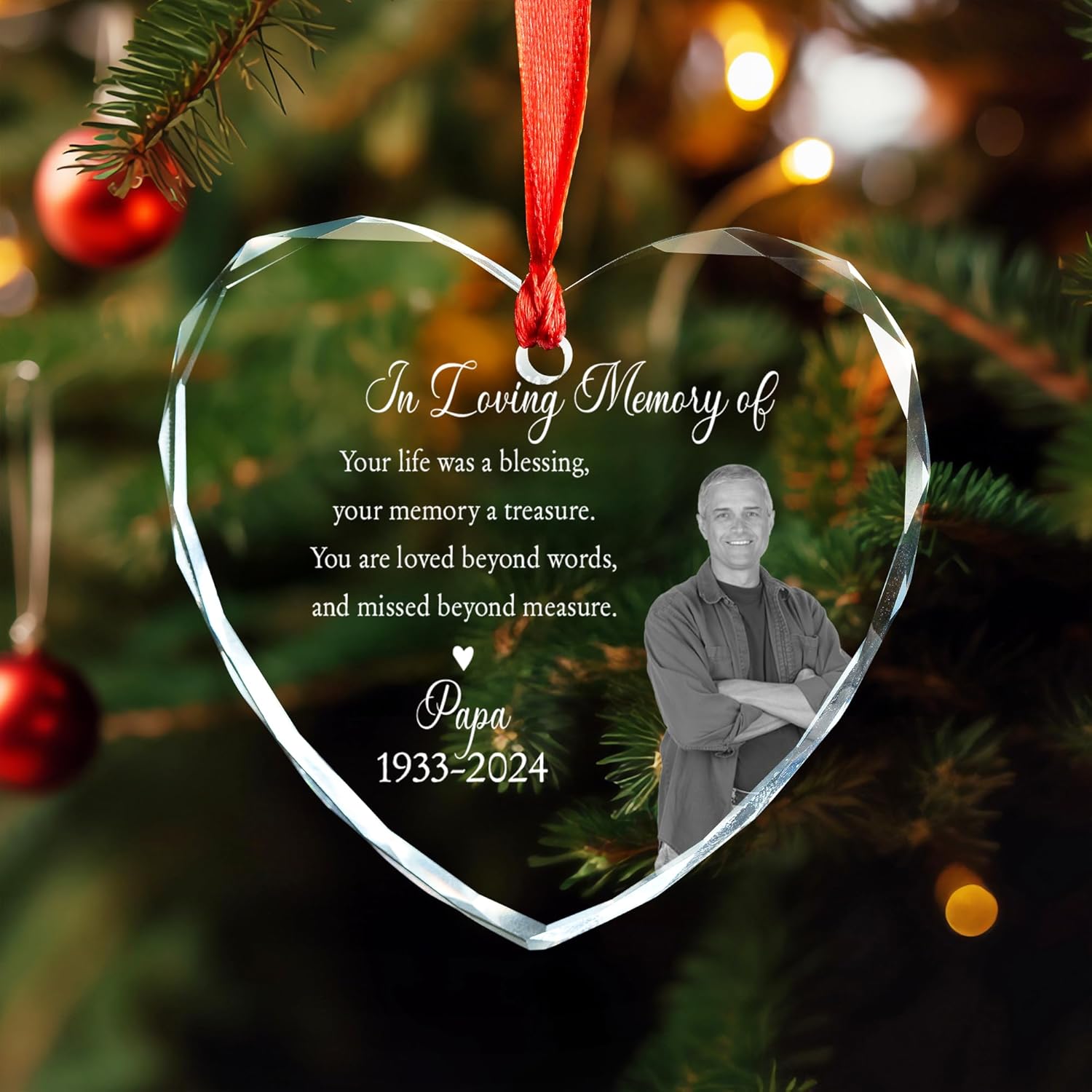 Custom Photo Memorial Ornament for Dad Mom Remembrance