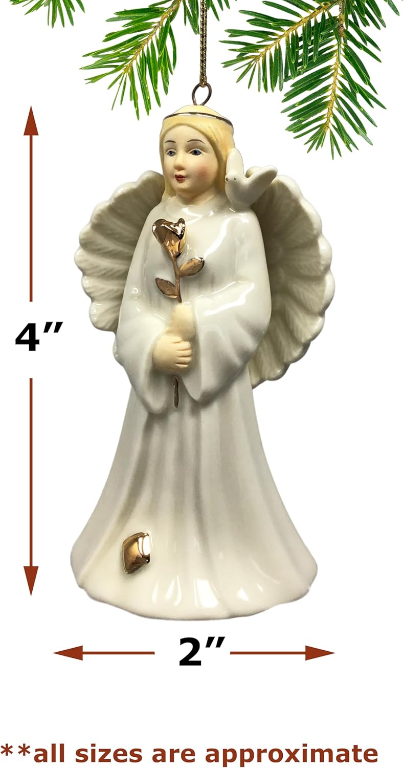 Angel Ornament - Porcelain with Gold Trim - 4 Inch Tall