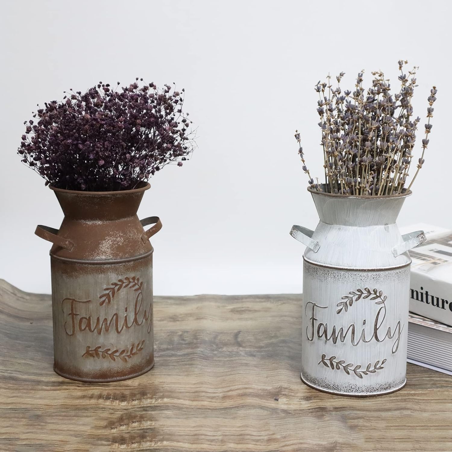 Galvanized Milk Can Greeting Vase with Rustic Design