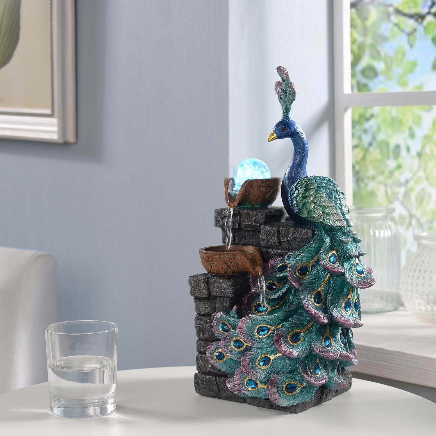 Tabletop Water Fountain with LED Color Changing Globe