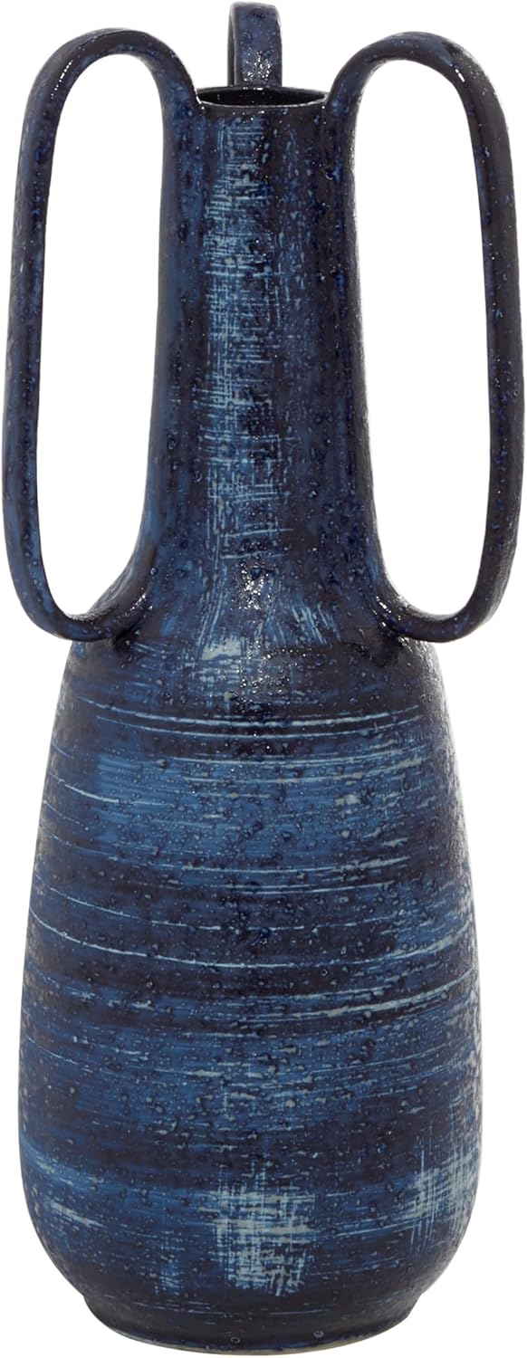 Deco 79 Blue Ceramic Vase with Handles