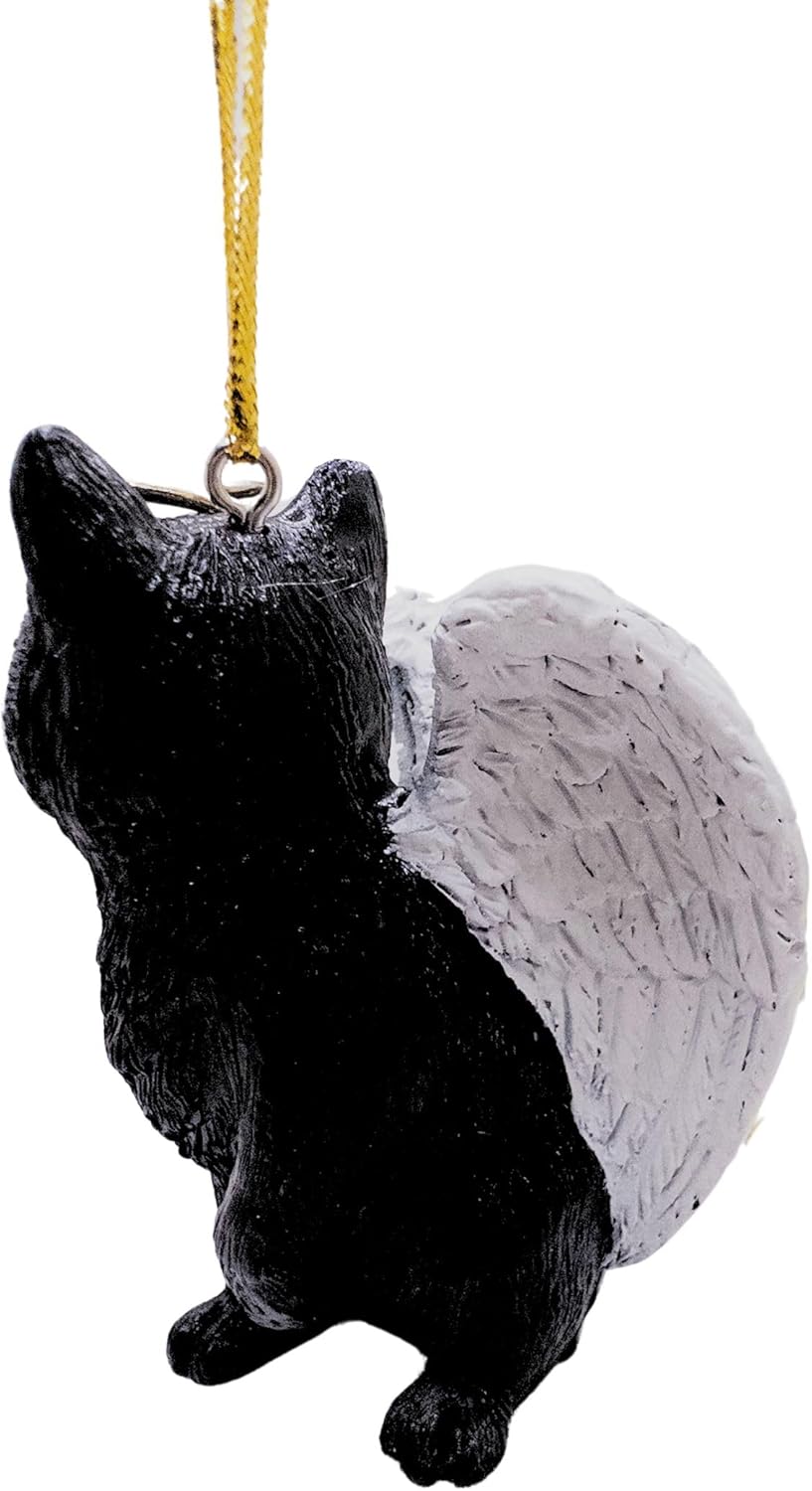 Black Cat Angel Tabby Christmas Tree Ornament
