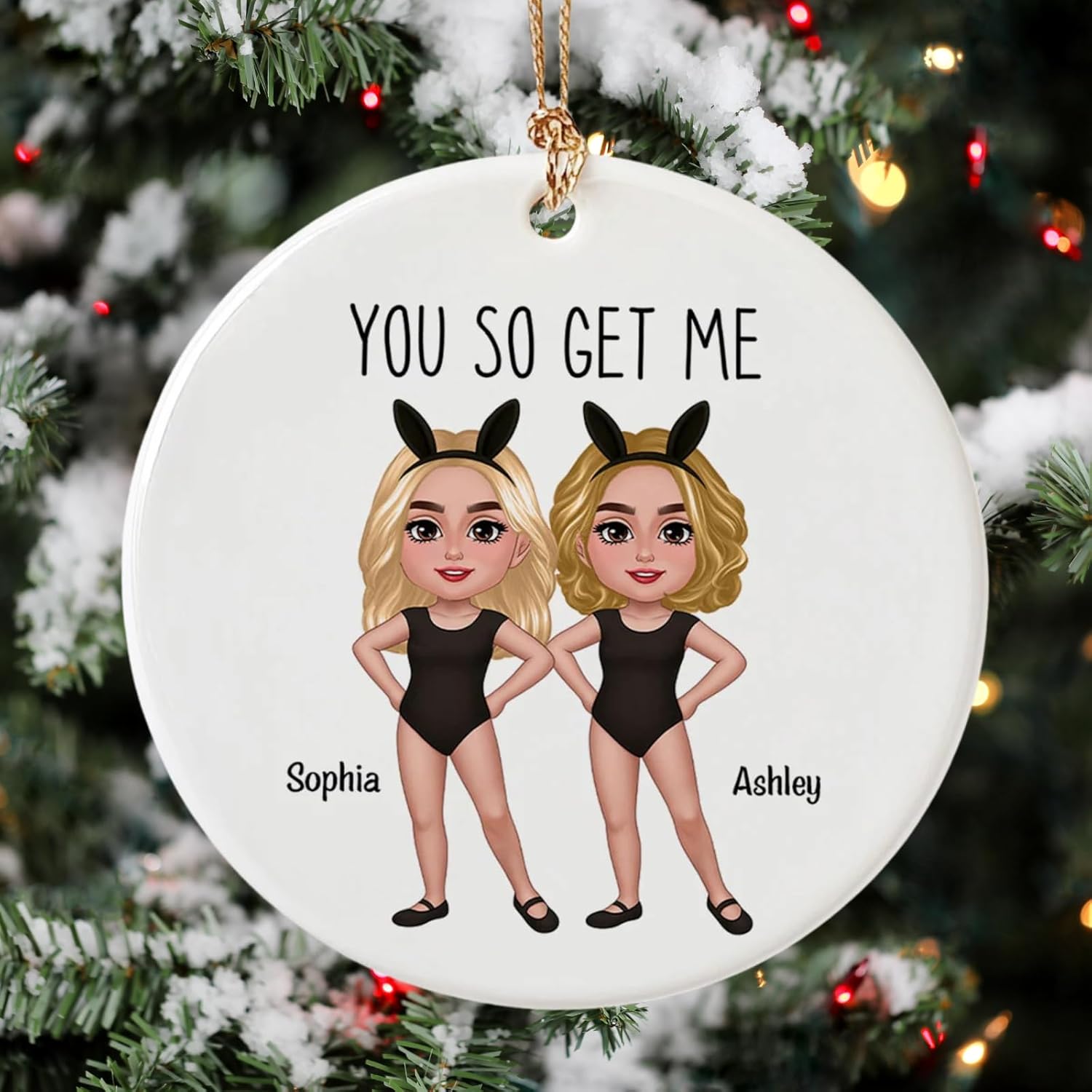 You So Get Me Besties Sisters Bunny Ears Ceramic Ornament