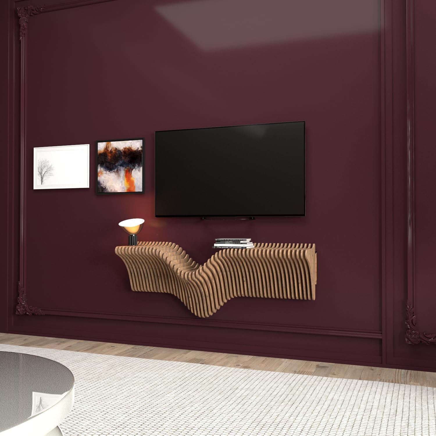 Batamex 40 Inch Wavy Floating Shelf Modern Design