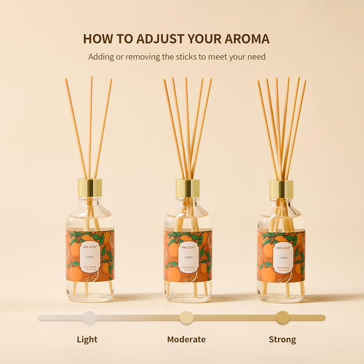 Airkeep Reed Diffuser Oil Set with 8 Sticks and 676 oz Oil