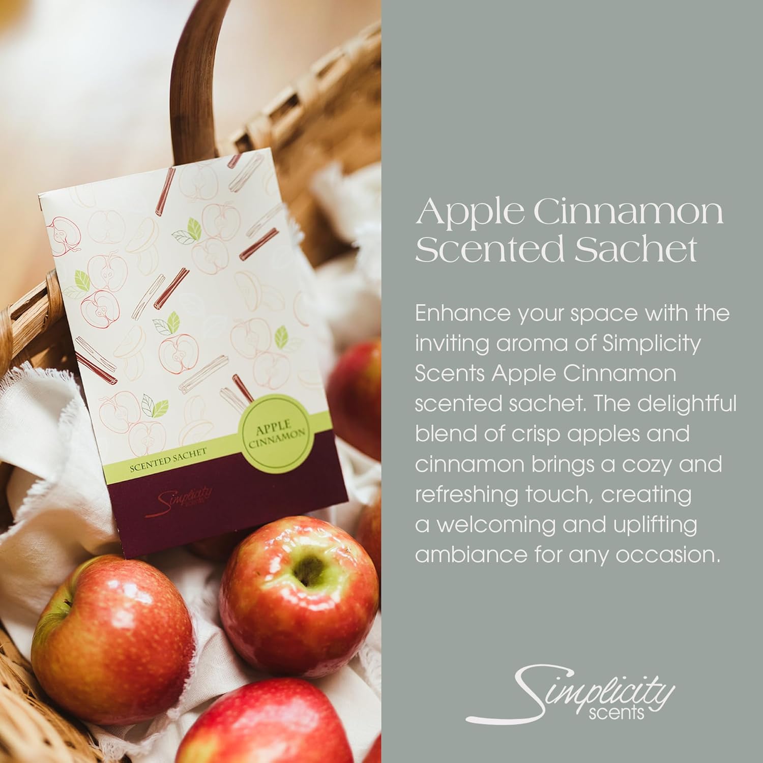 Simplicity Scents Apple Cinnamon Scented Sachets Pack of 3 Fall Winter