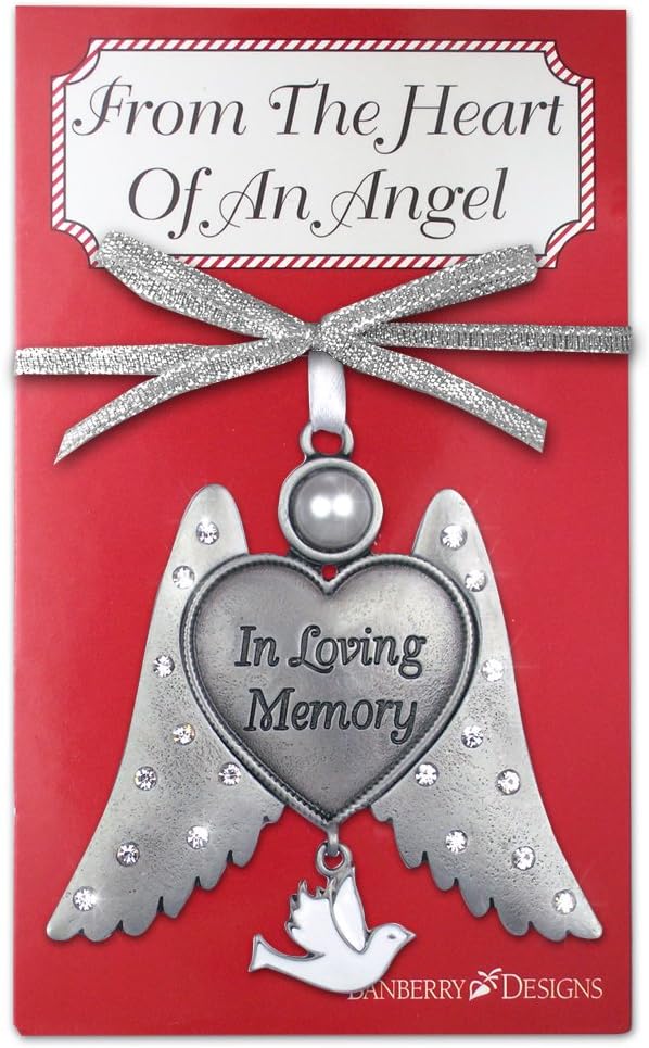Sympathy Gift Angel Wings Ornament with Heart Engraving