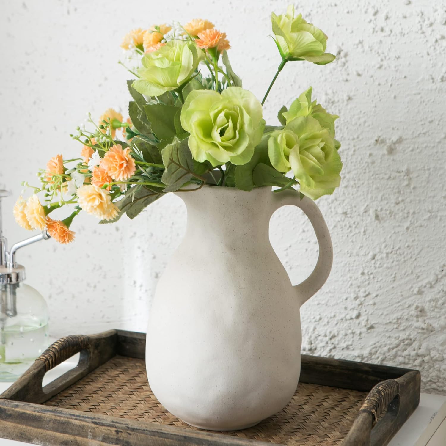 Kimdio Ceramic Vase with Handle Modern Farmhouse Decor