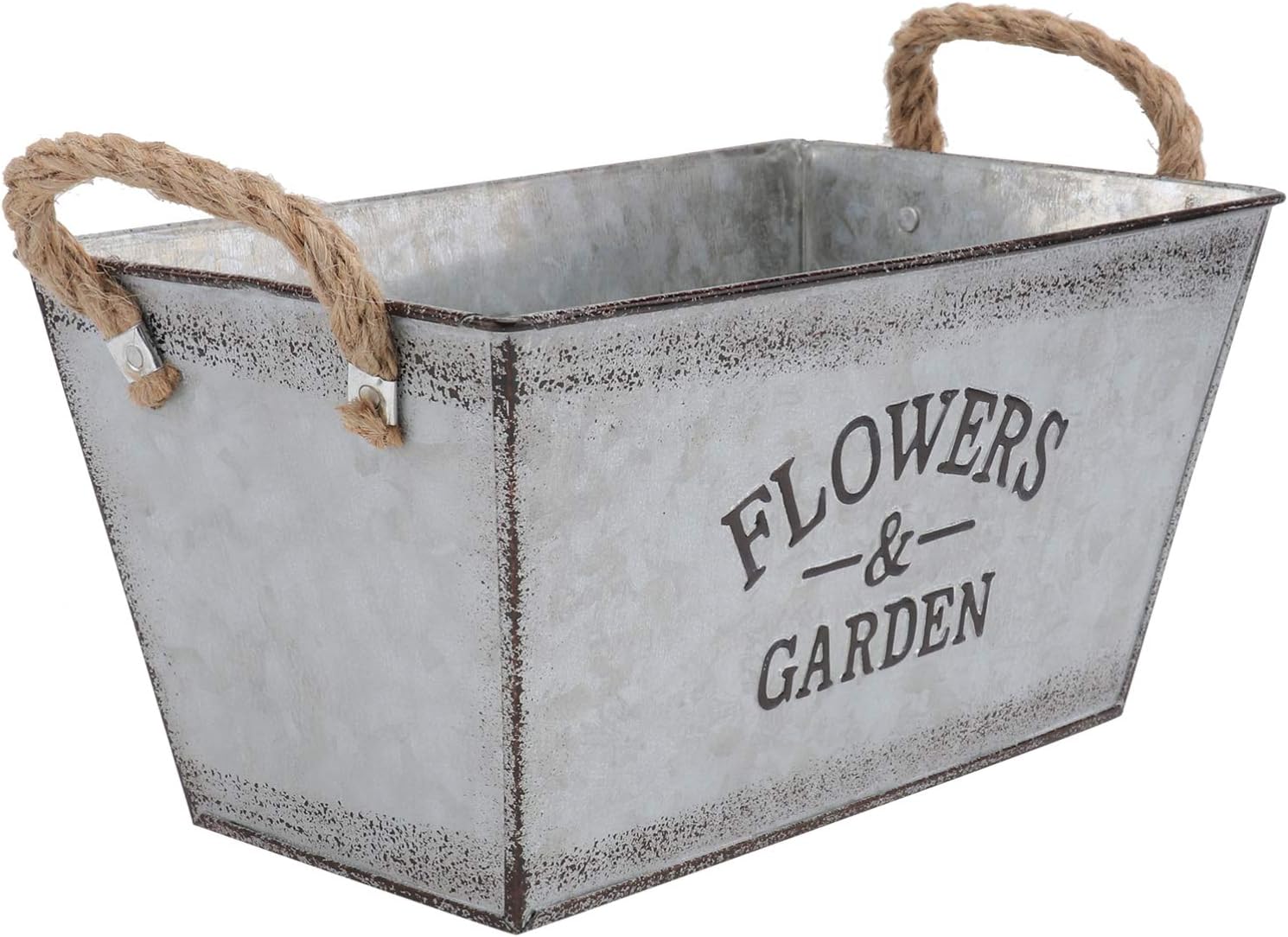 Hemoton 2PCS Rustic Galvanized Metal Vase with Handle Rope