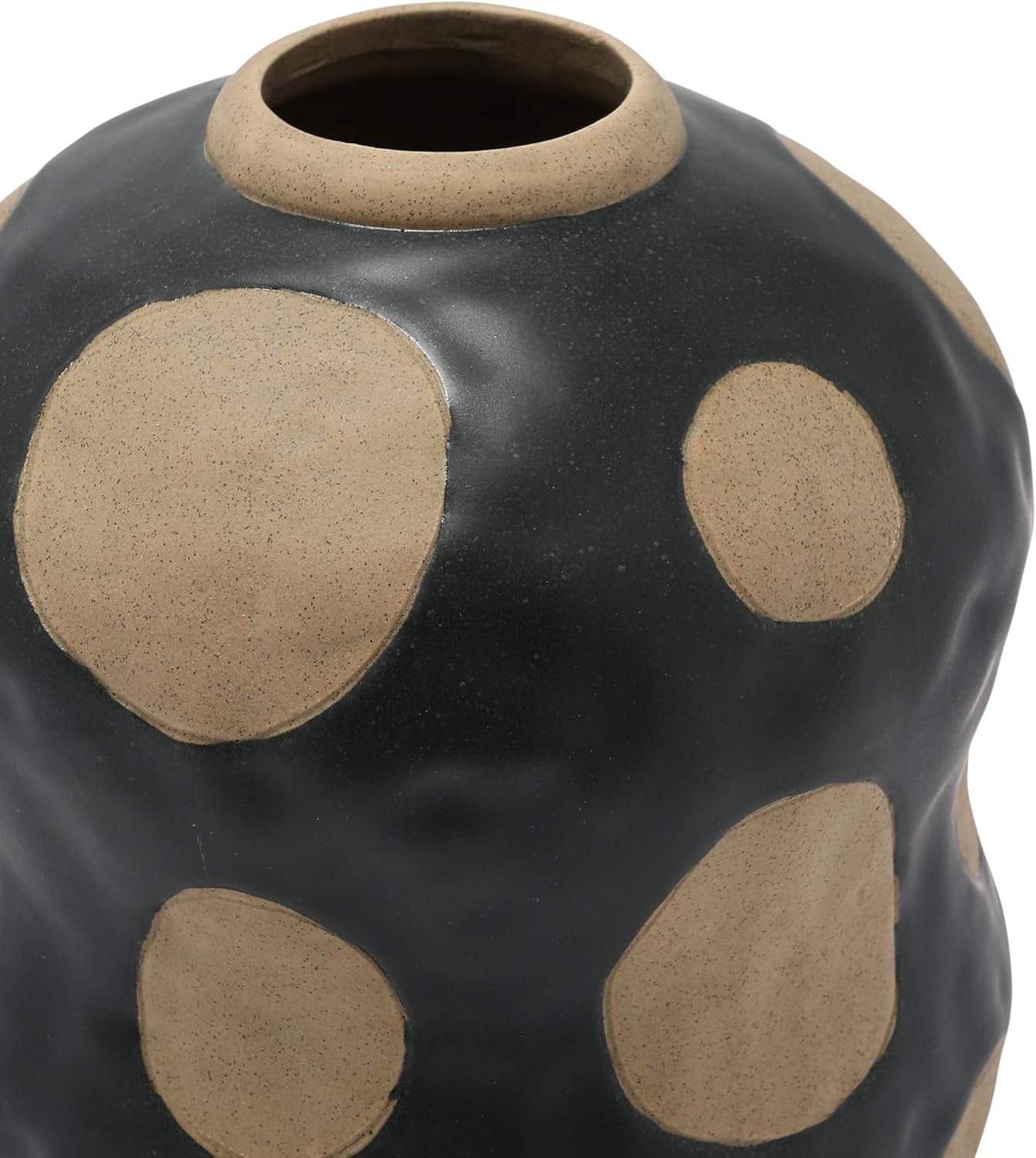Creative Co Op Stoneware Vase Black Cream 7x7x8