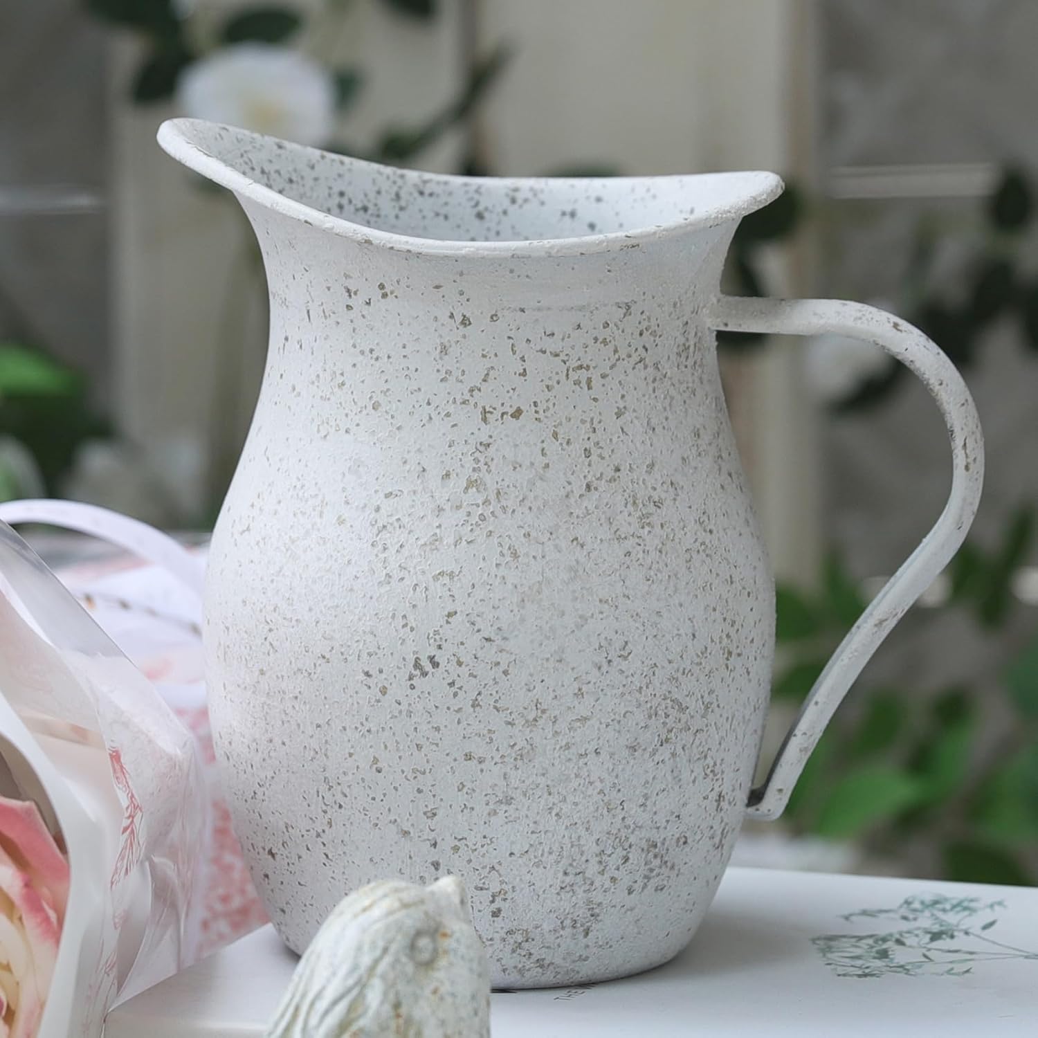 BIG FORTUNE Vintage Metal Milk Jug Pitcher Vase