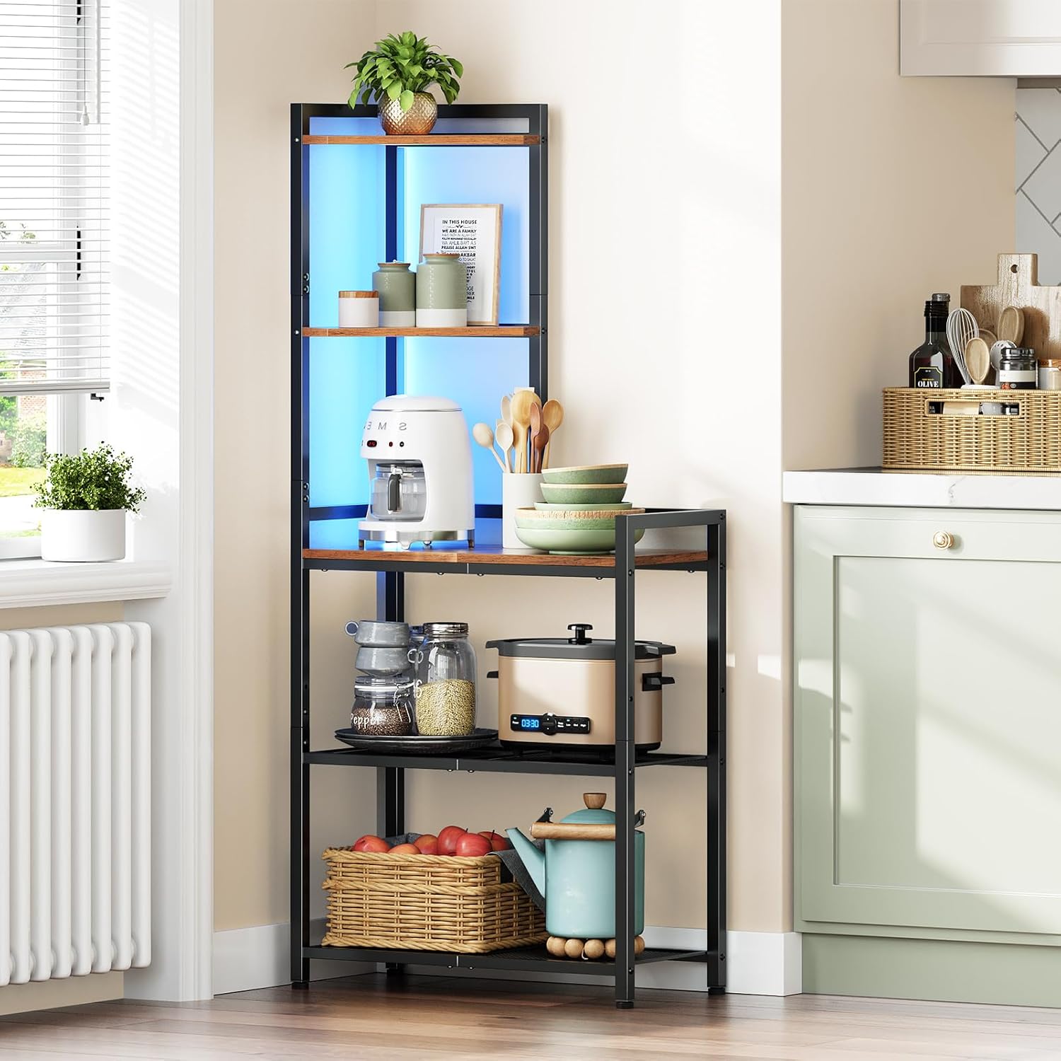 HOOBRO 5-Tier Corner Shelf with LED Light