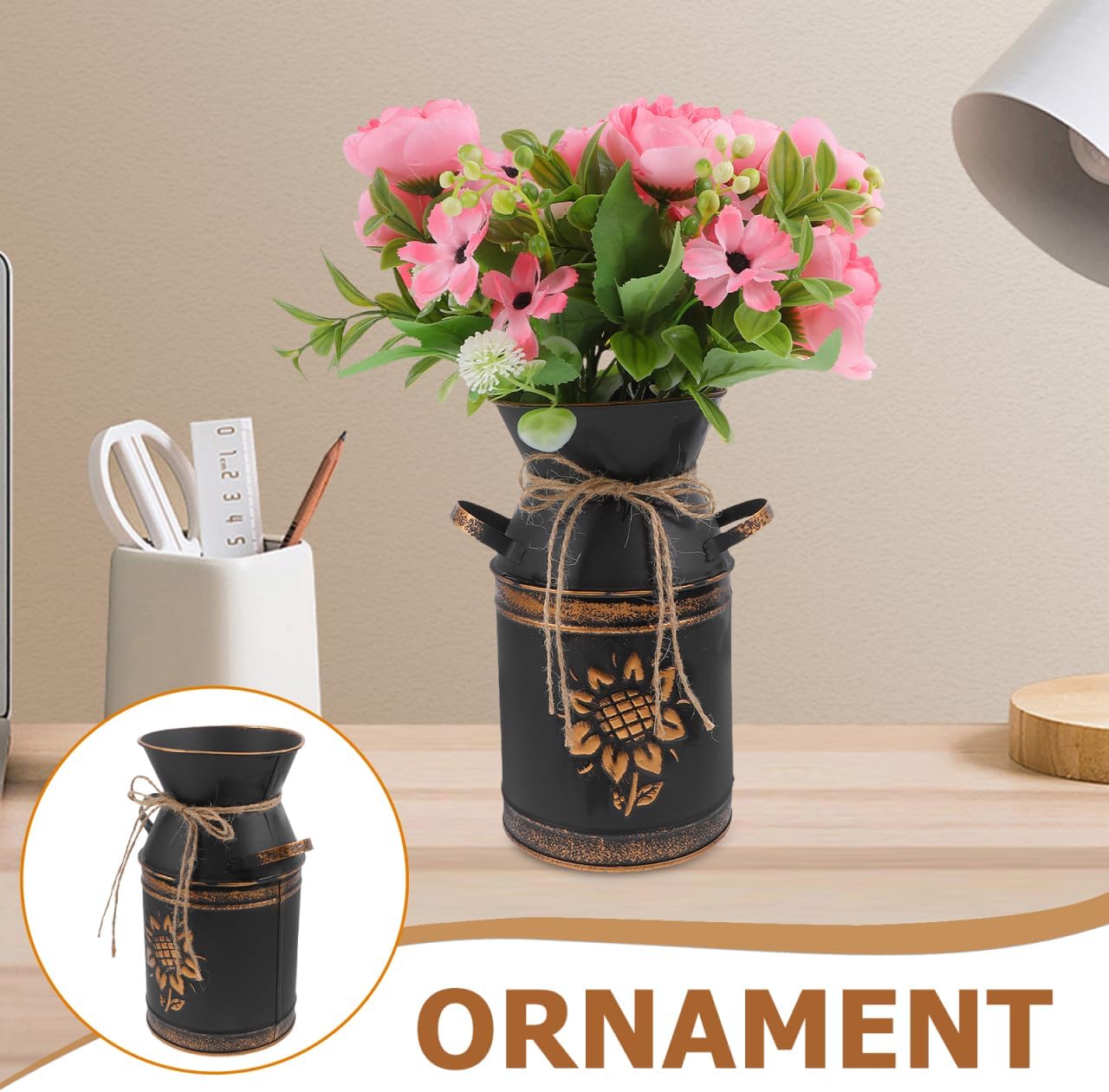 Didiseaon Shabby Chic Vintage Metal Pitcher Vase for Farmhouse Decor