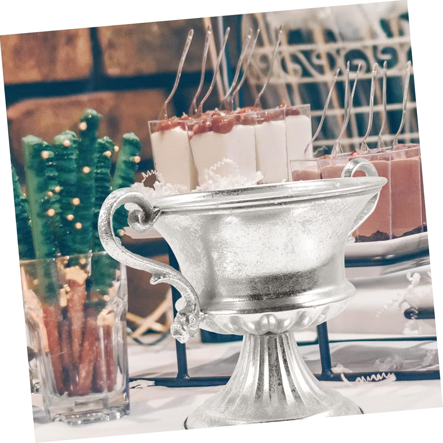 Yardwe Vintage Flower Vase with Gold Base Decorative Urn