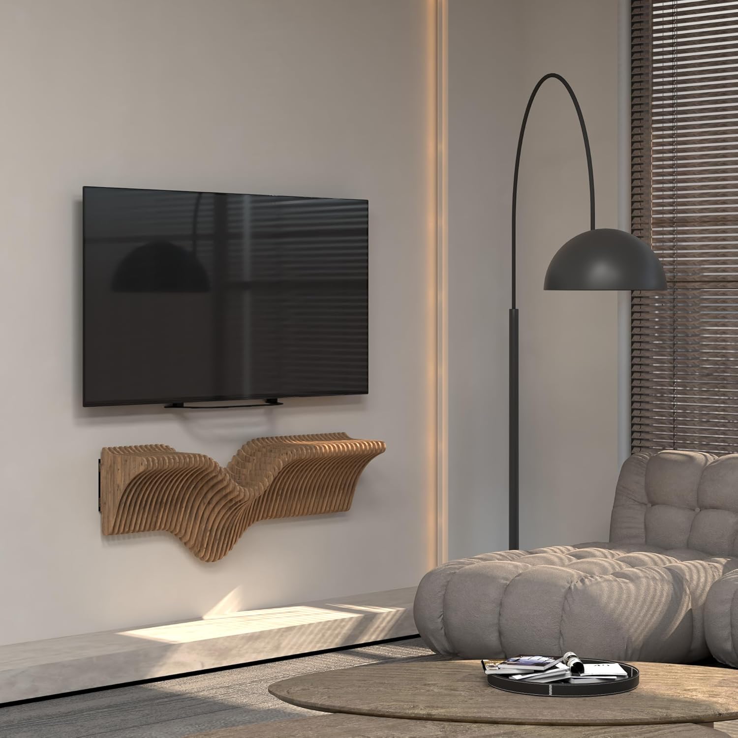 Batamex 40 Inch Wavy Floating Shelf Modern Design