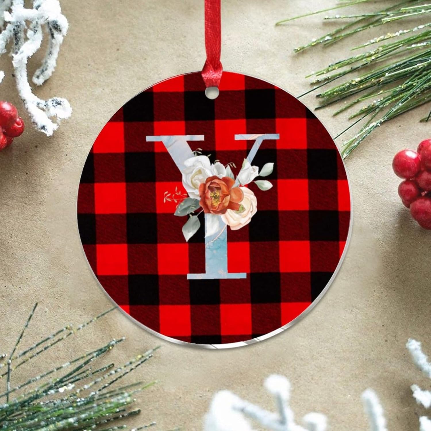 Acrylic Christmas Ornaments 2023 Initial Letter Y Blue Monogram Decorative Hanging Bauble