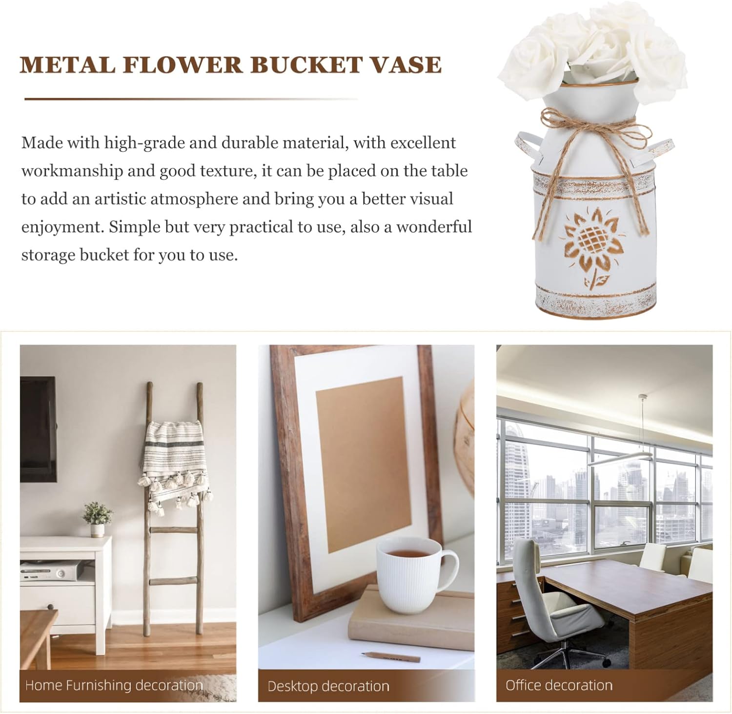 Galvanized Bucket Vintage Vase Farmhouse Decor