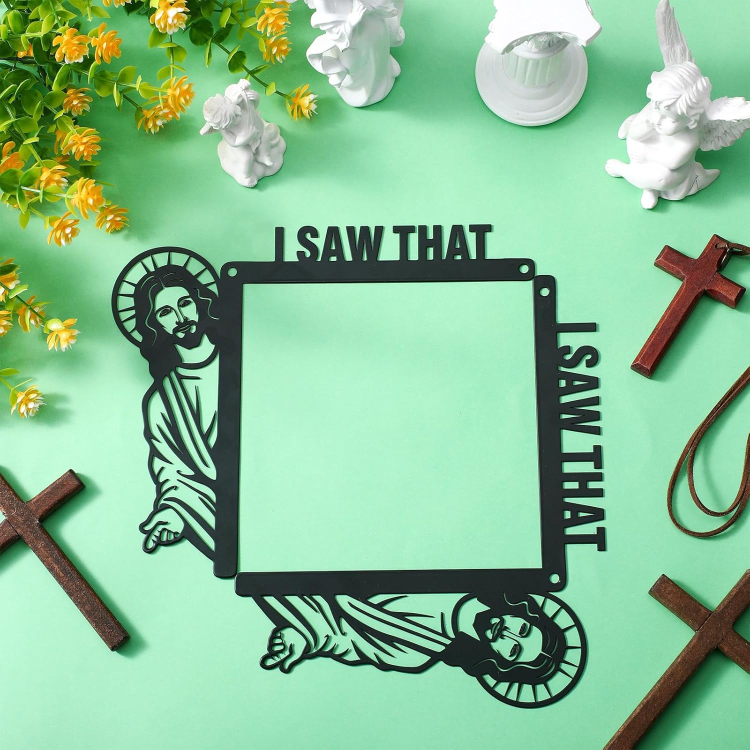 Blulu Creative Door Corner Decor Religious Bless This Home Metal Sign