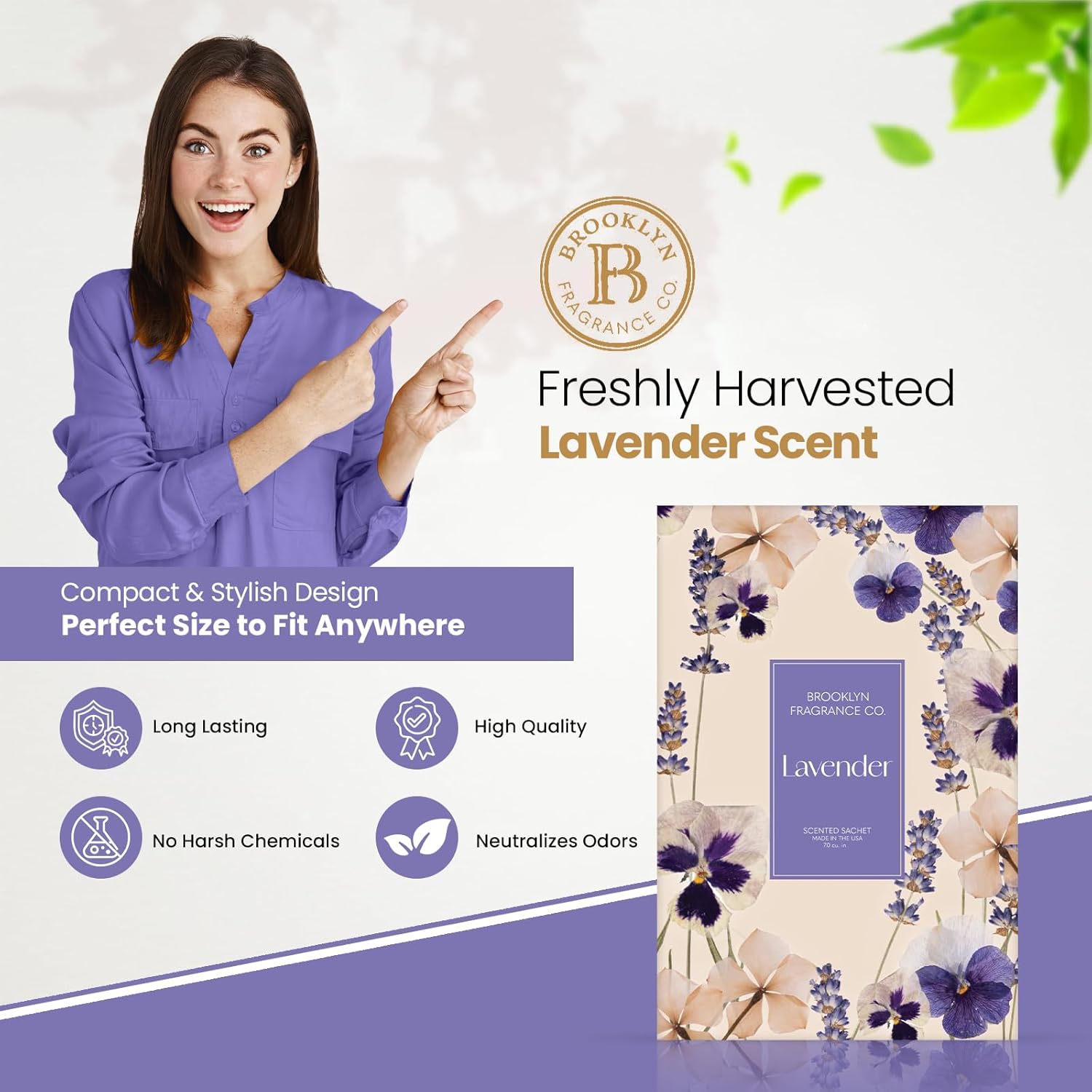 Brooklyn Fragrance Co Spring Florals Sachets Lavender Scented 6-Pack