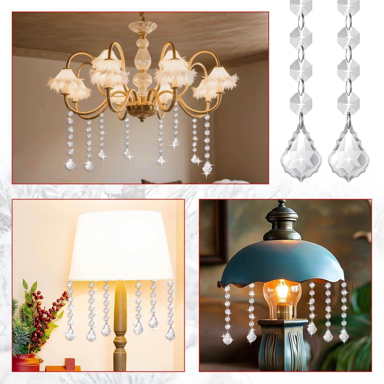 100 Pcs Clear Acrylic Crystal Ornament Beads for Centerpieces and Chandeliers