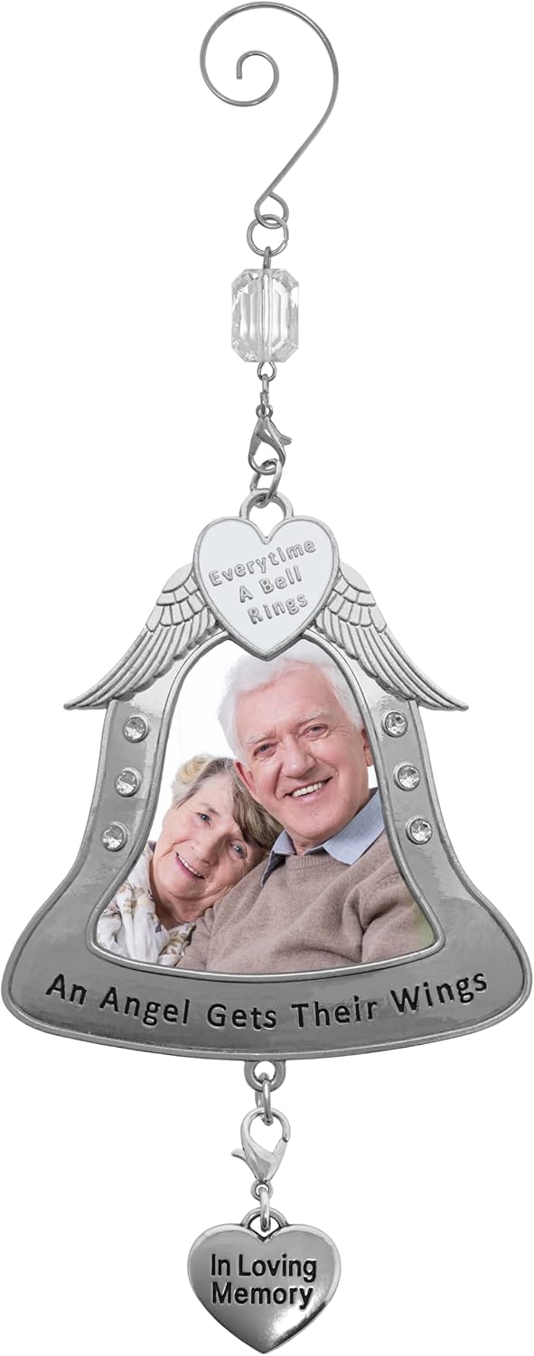 Loving Memory Photo Christmas Ornament with Angel Wings