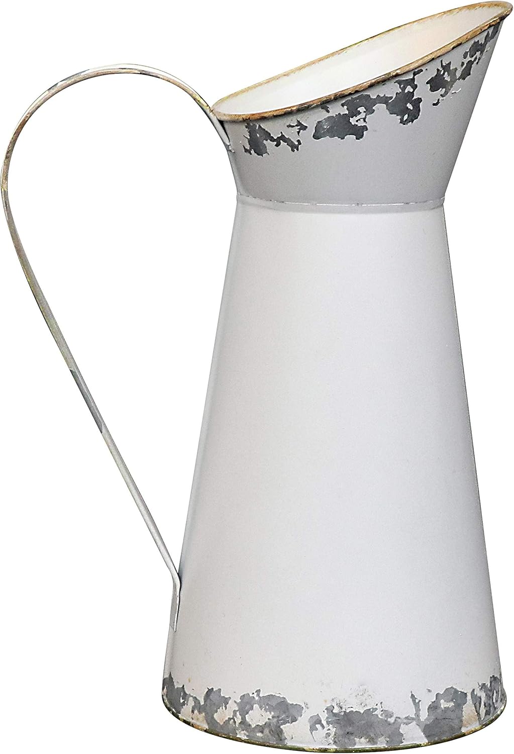 MISIXILE White Rustic Metal Jug Vase 11 Inch