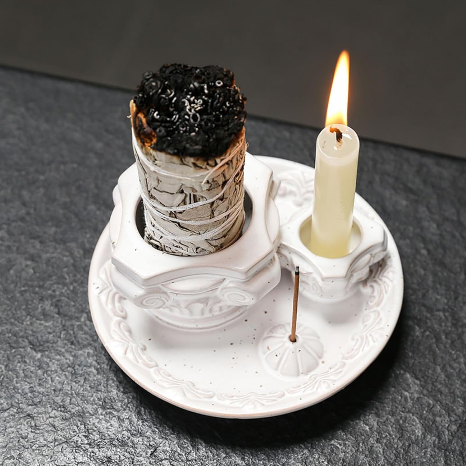 4-in-1 Ceramic Incense Holder with Ash Catcher