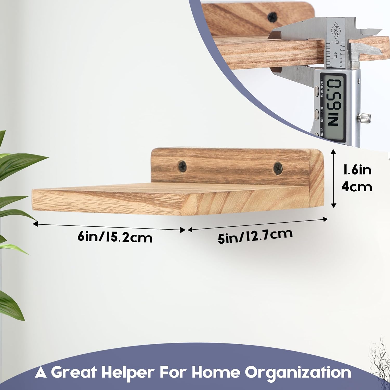 NIUBEST Small Floating Shelf - 5x6 Inch Set of 3