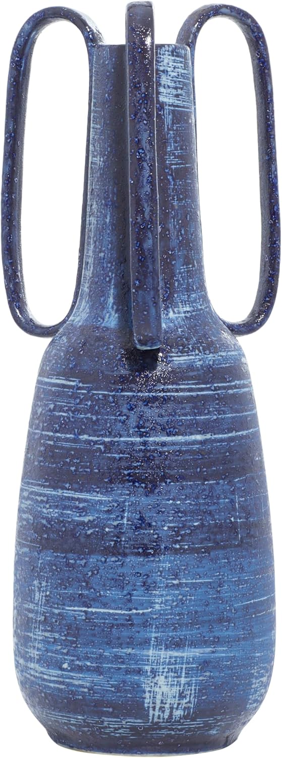 Deco 79 Blue Ceramic Vase with Handles