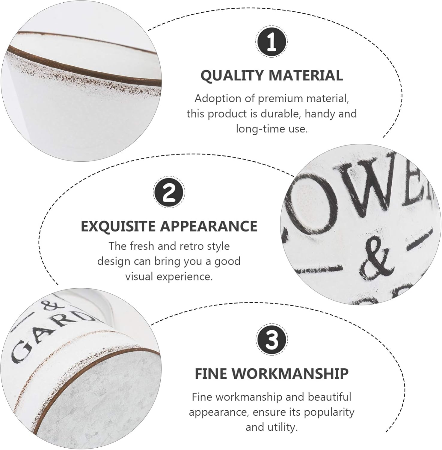 DOITOOL Rustic White Vase with Galvanized Look