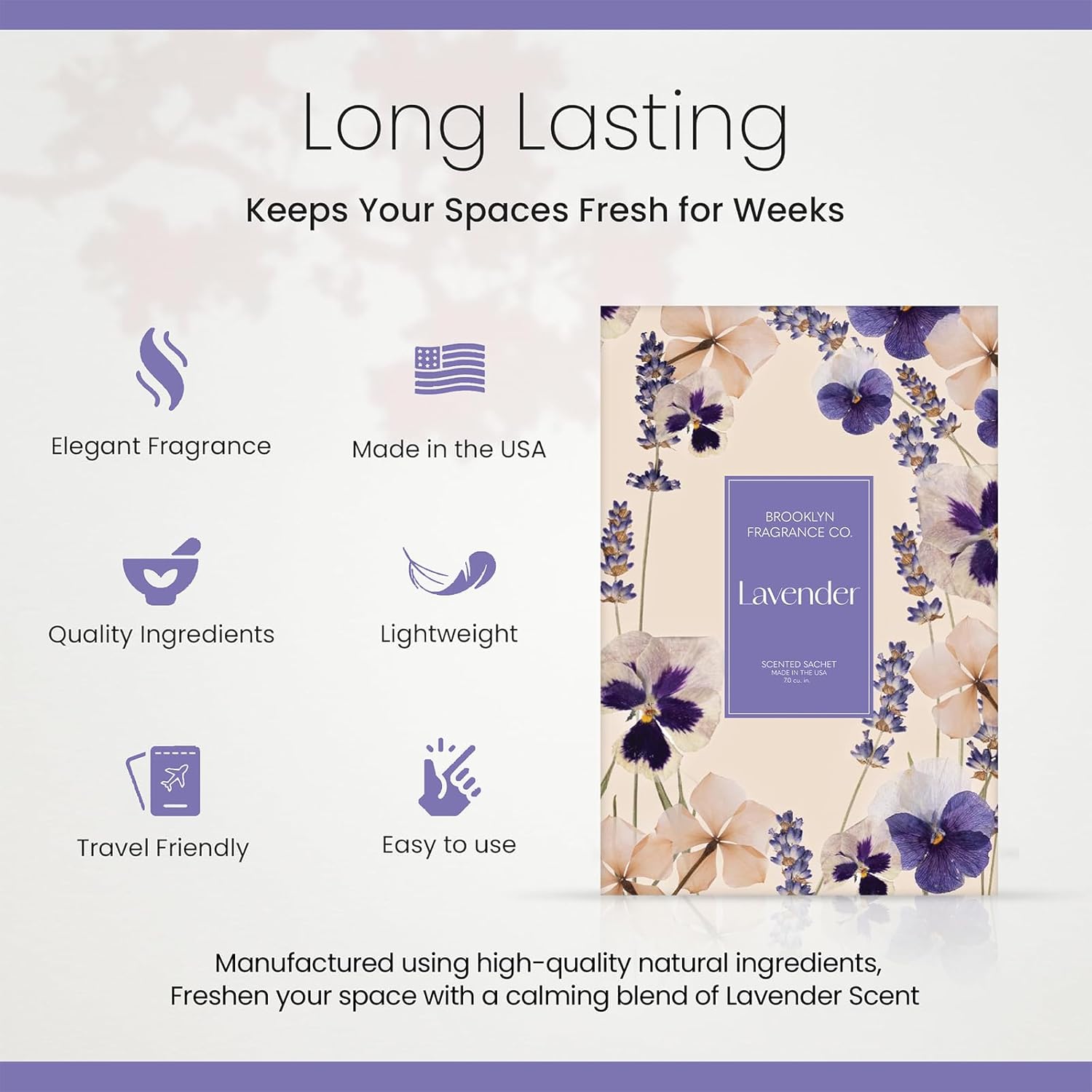 Brooklyn Fragrance Co Spring Florals Sachets Lavender Scented 6-Pack