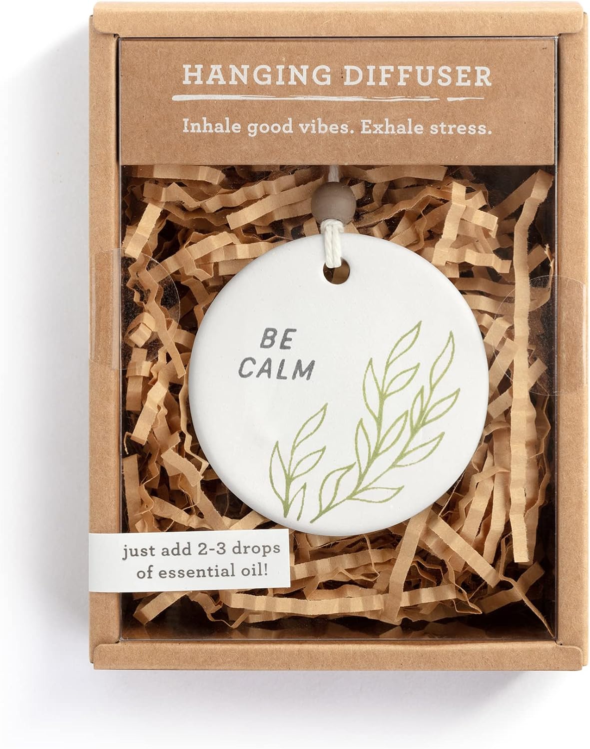 DEMDACO Be Calm Green Foliage Earthenware Diffuser Ornament