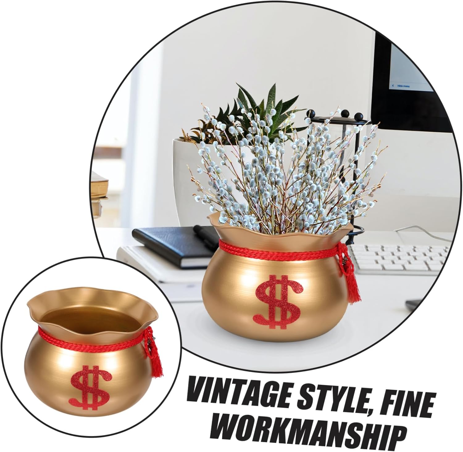 Vintage Flower Pot Planter Bucket Rustic Iron Vase for Home Decor