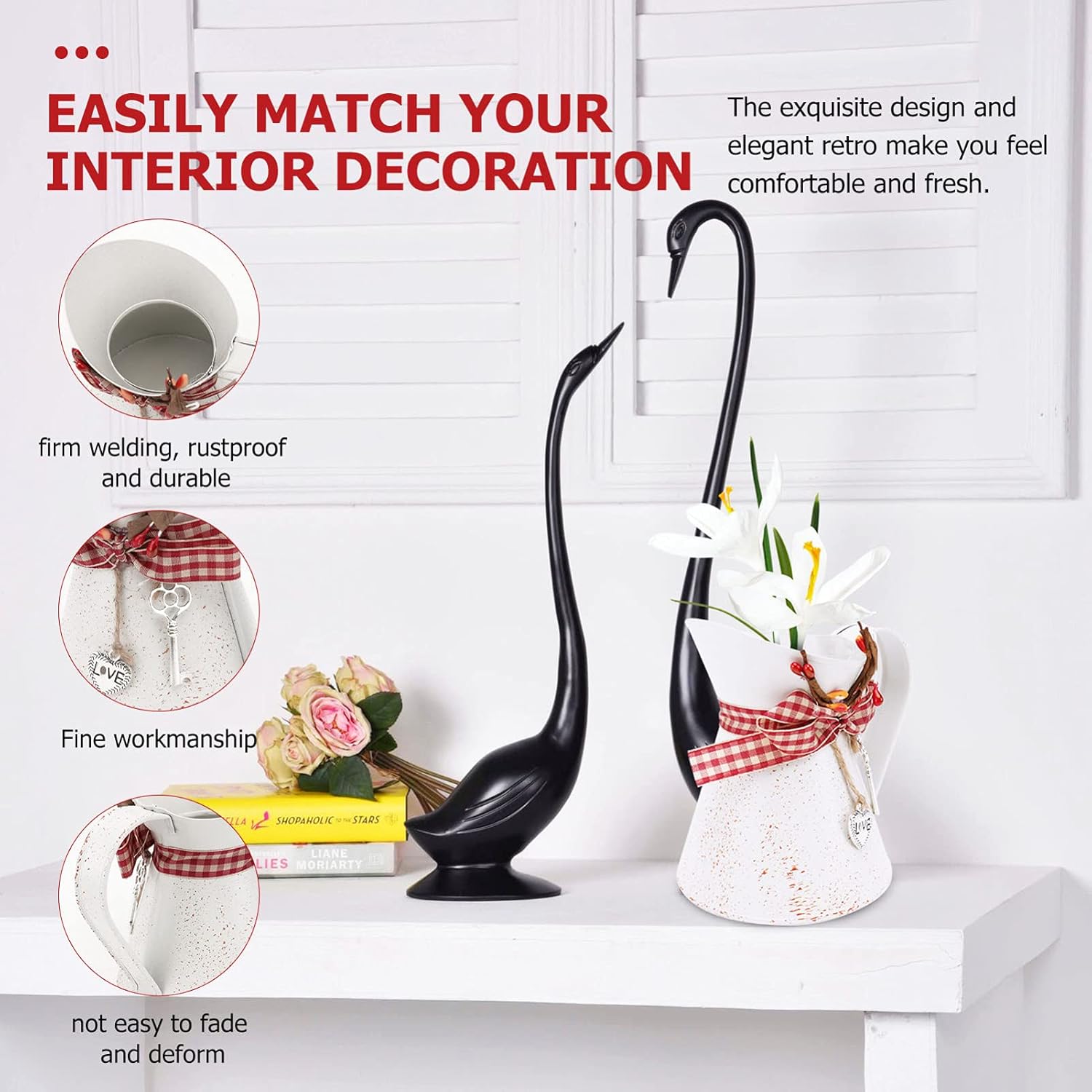 Farmhouse Style Iron Flower Vase with Handle