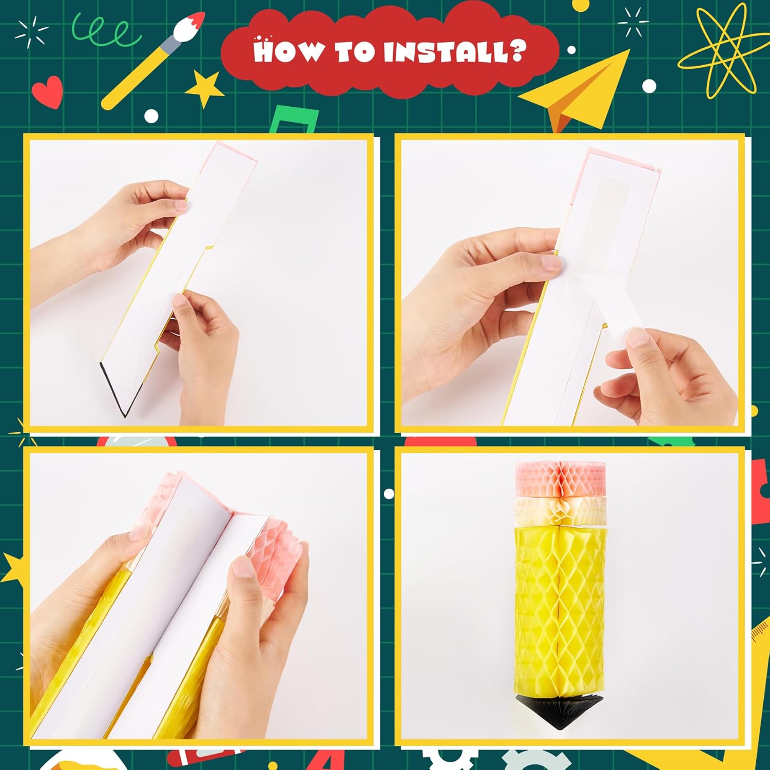 18 Pcs Pencil Apple Hanging Decorations Set