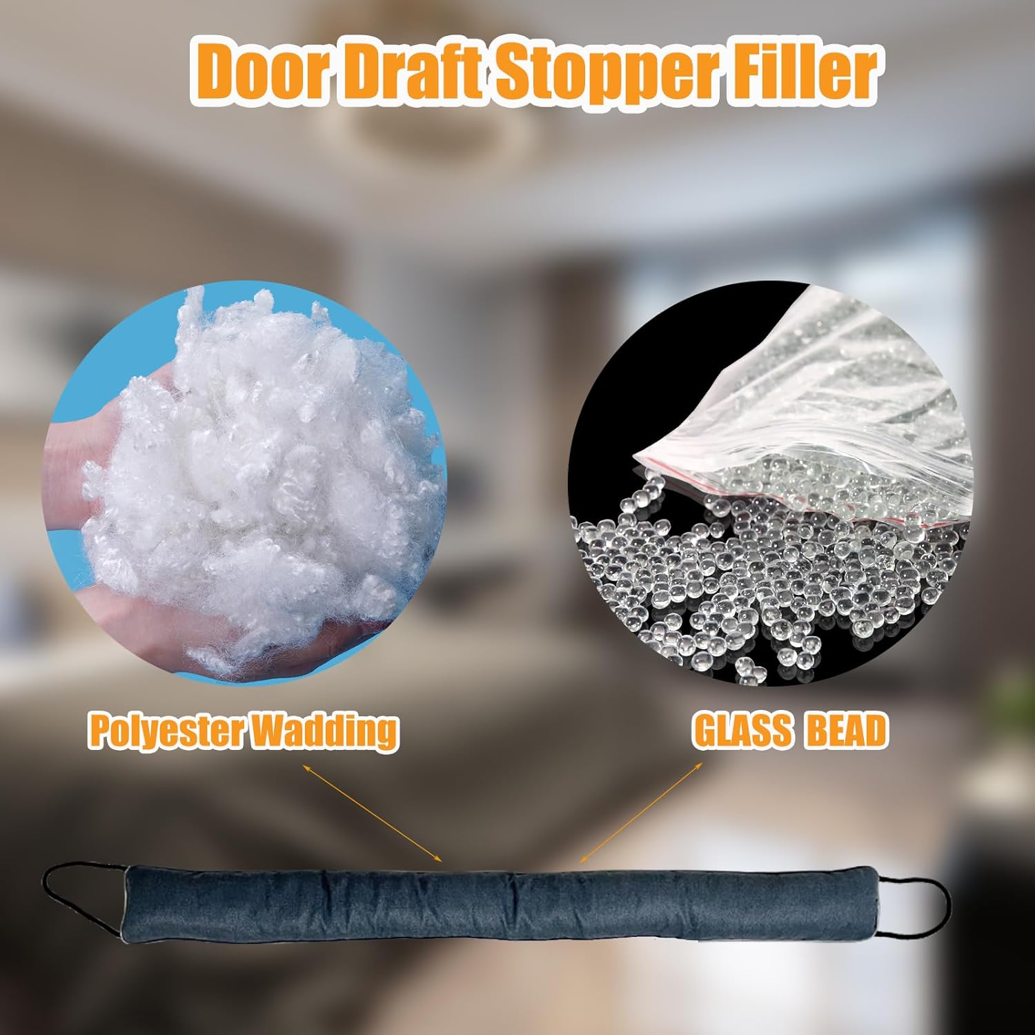 Door Draft Stopper with Weighted Design 34 Inch Heavy Duty Gray