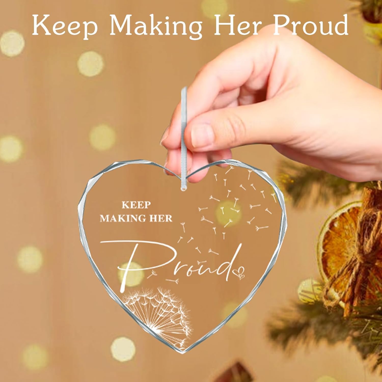 Sympathy Glass Ornament for Loss of Mother - Keep Making Her Proud