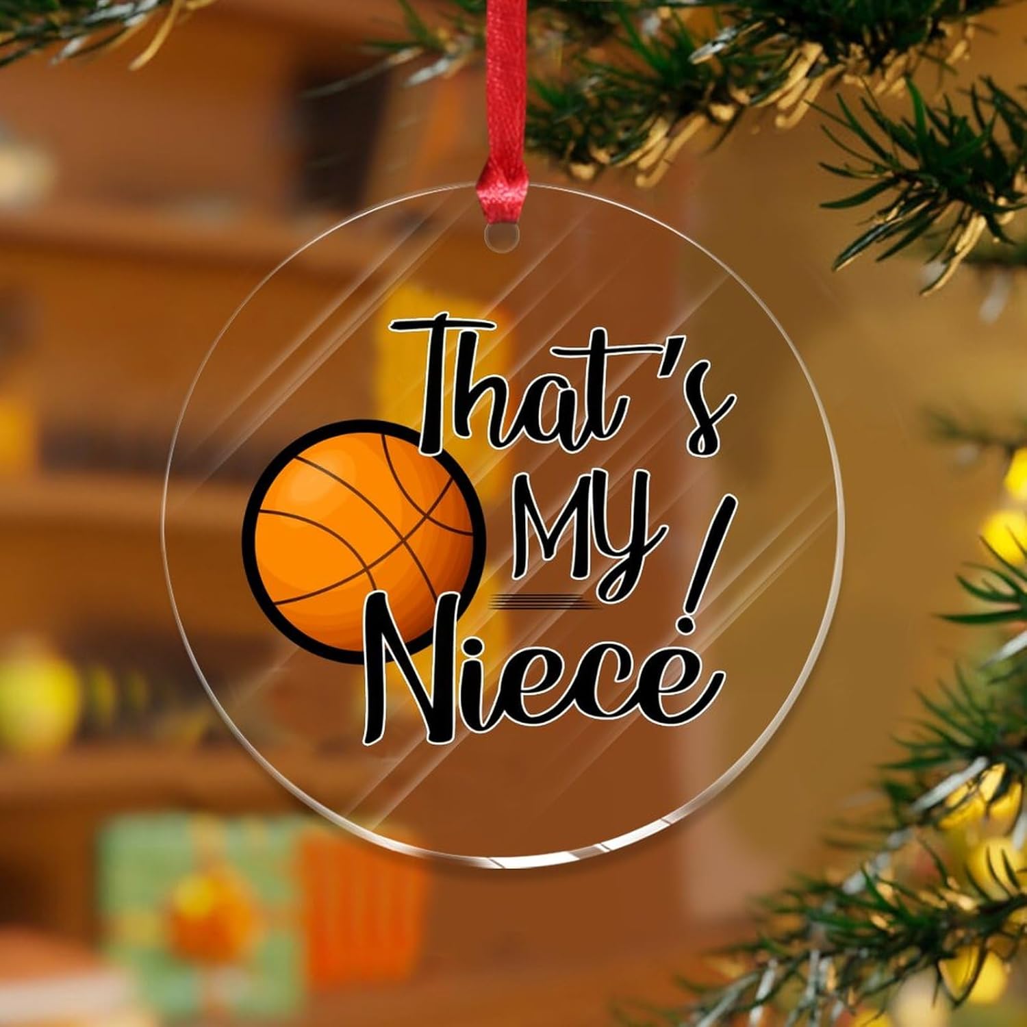 Clear Acrylic Christmas Ornaments 2023 Basketball Niece Aunt Decor