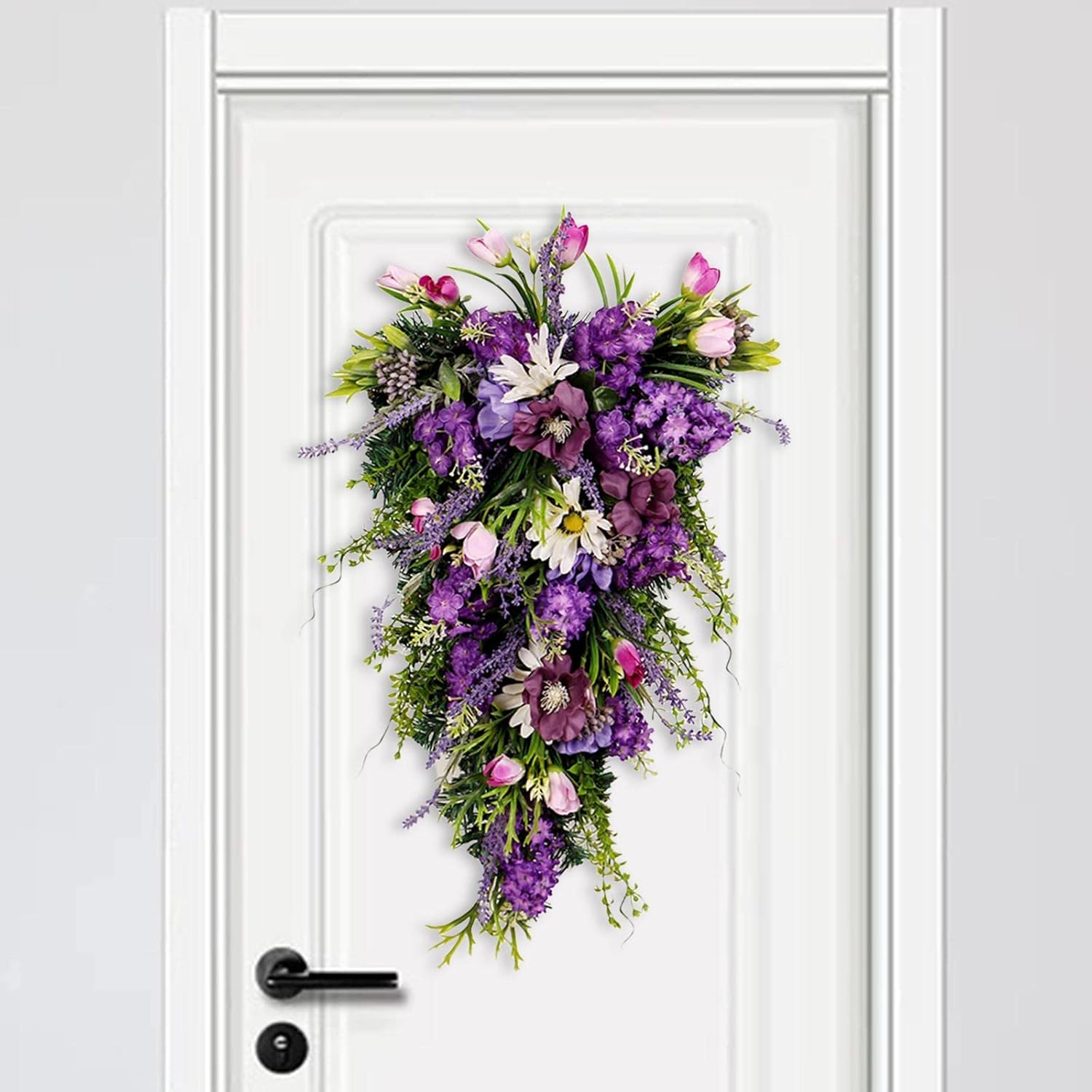 2165 Inch Spring Floral Teardrop Wreath for Front Door and Window