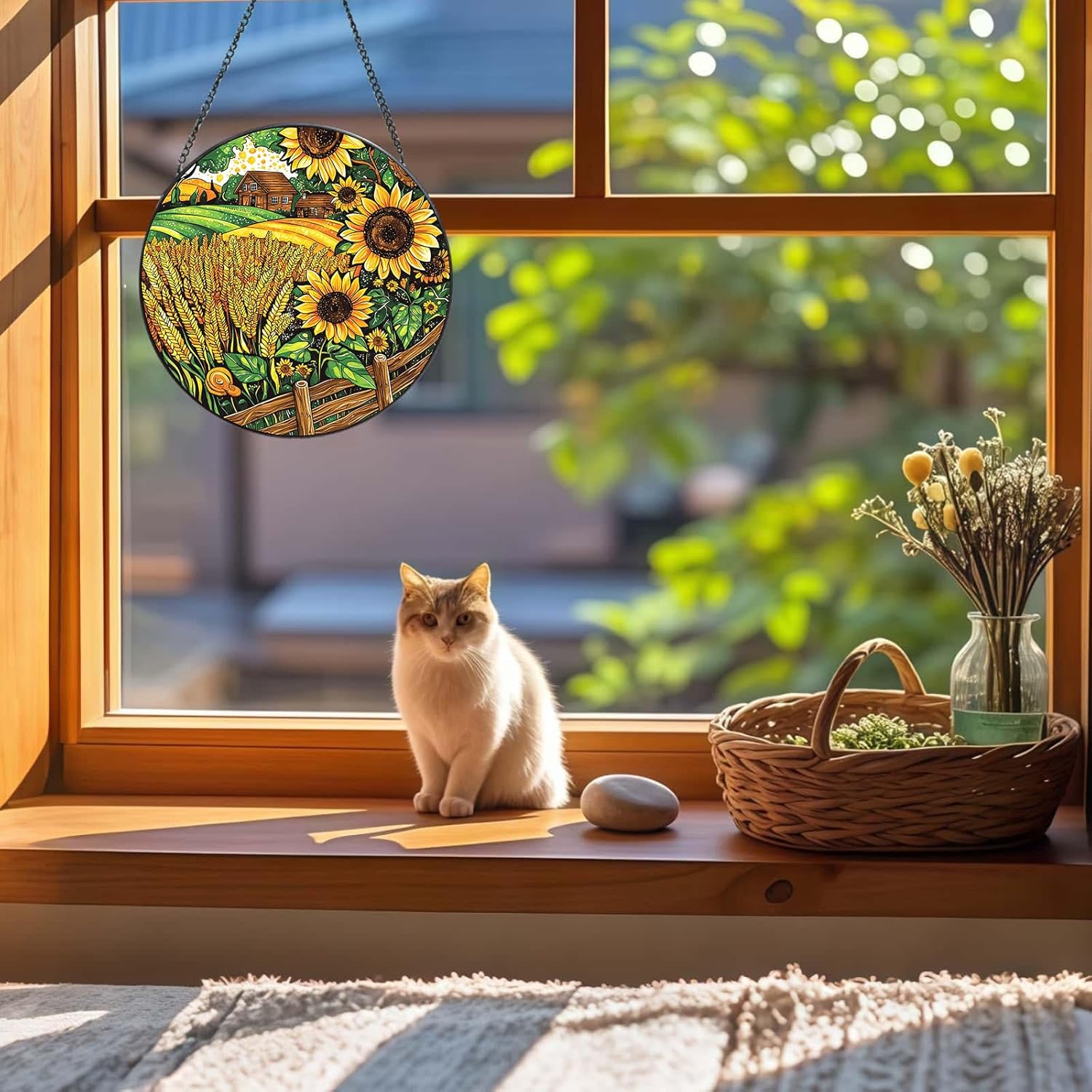Stained Glass Window Suncatcher Farm Design