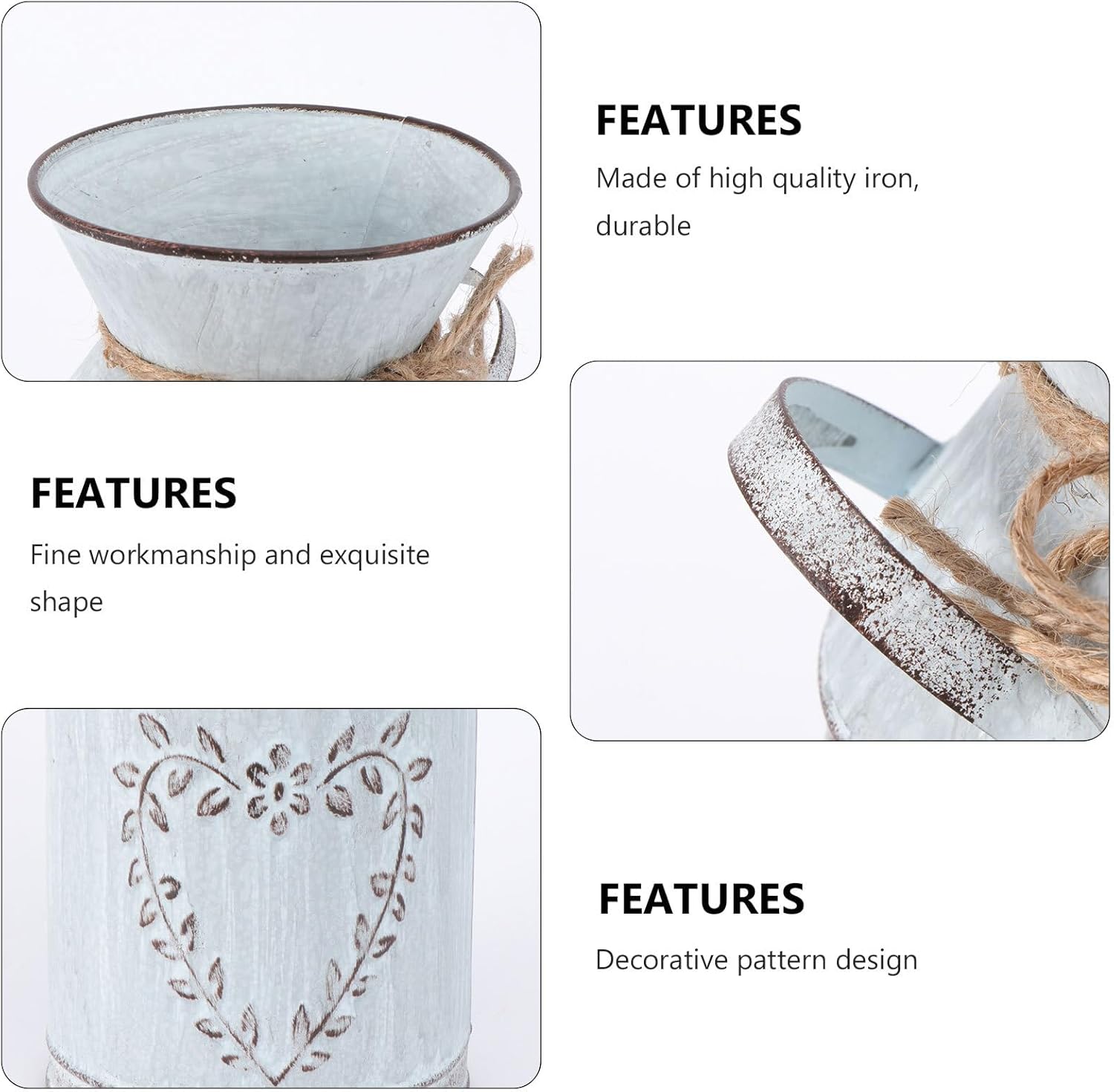 Retro Heart Shaped Metal Vase for Home Decor Centerpieces