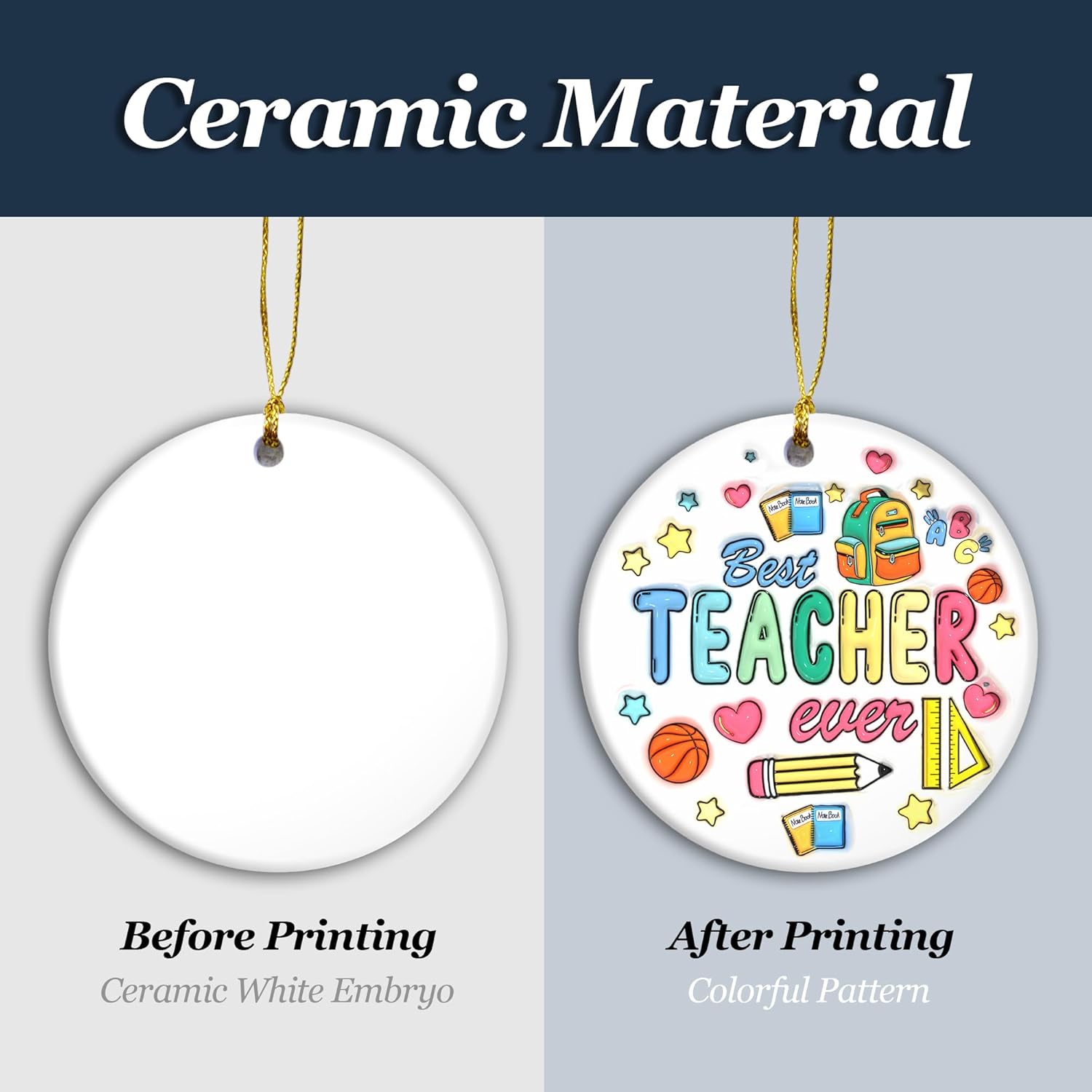 Ceramic Teacher Ornament 2024 3D Teacher Appreciation Keepsake Gift