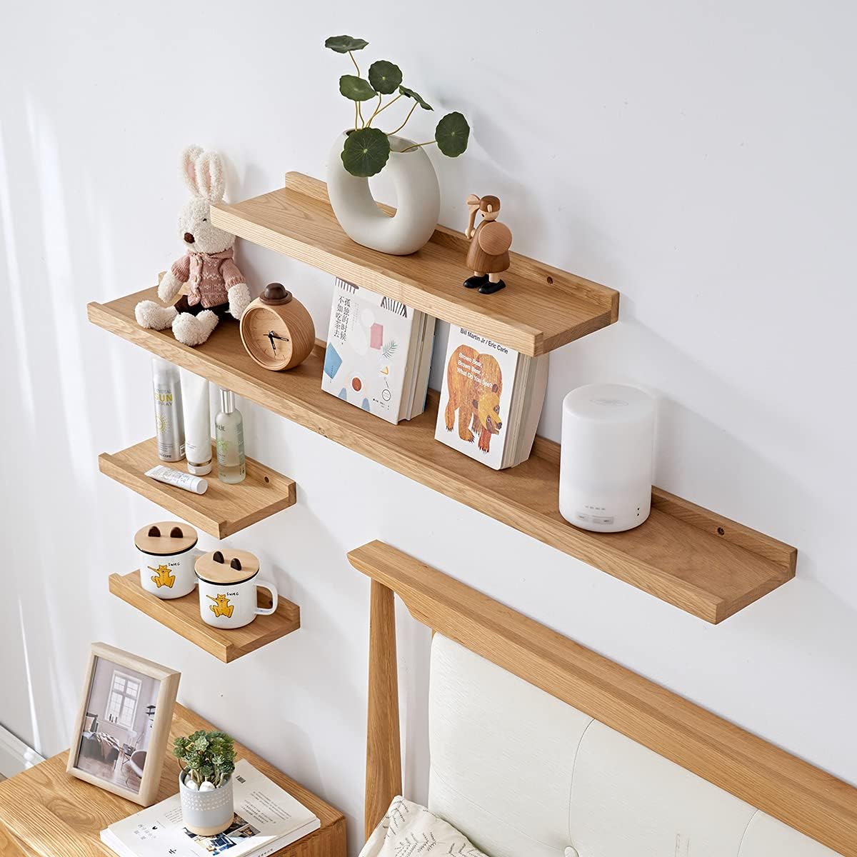 Oak Floating Shelves 4x16 Inch Natural Wood Wall Display Ledge