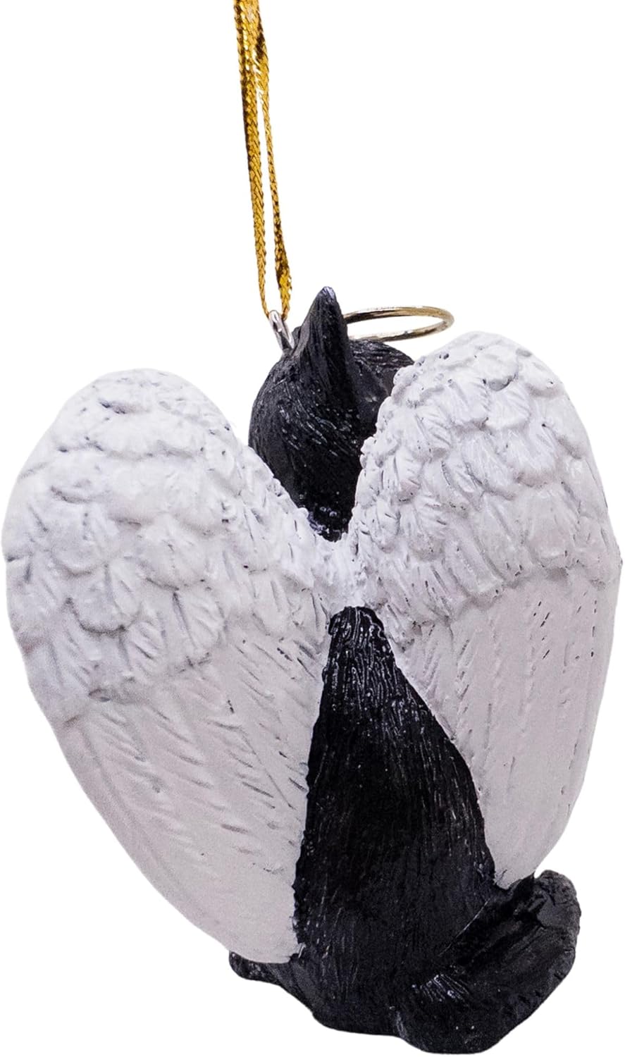Black Cat Angel Tabby Christmas Tree Ornament