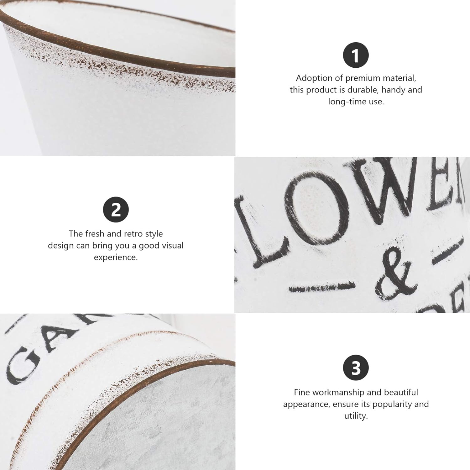 DOITOOL Rustic White Vase with Galvanized Look