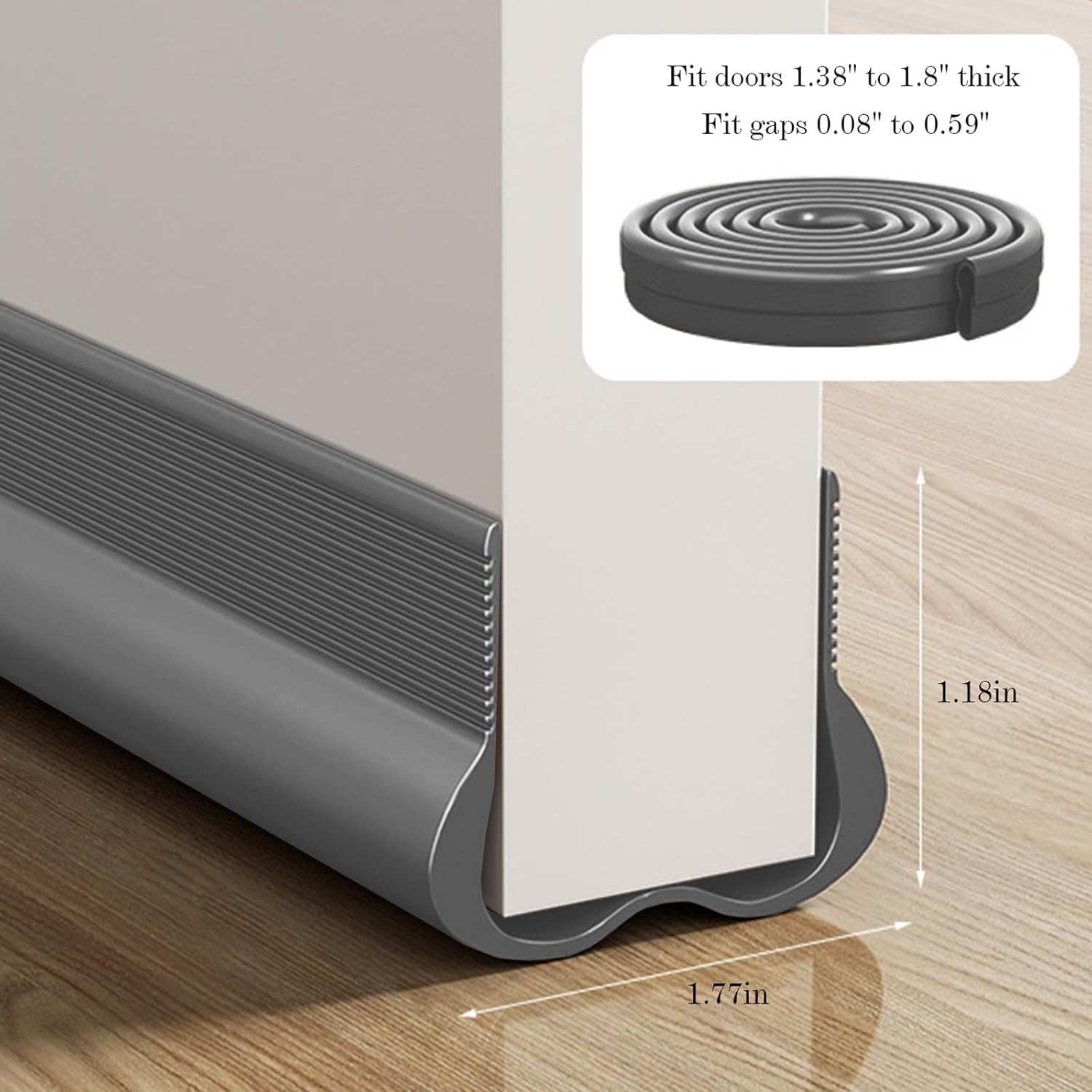 36 Inch Door Draft Stopper with Adhesive Grey