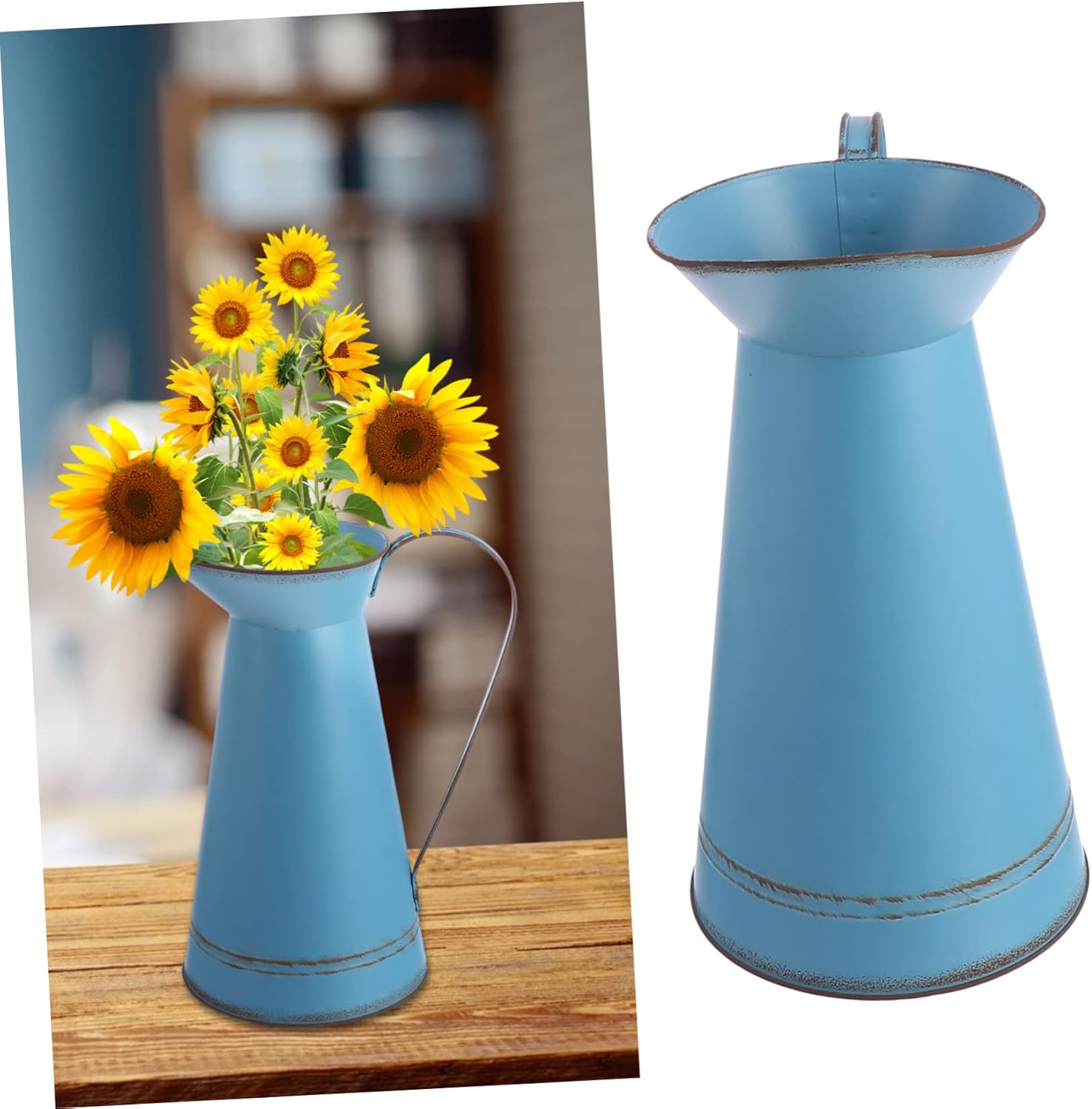 STOBAZA Multifunctional Blue Iron Bucket Vase