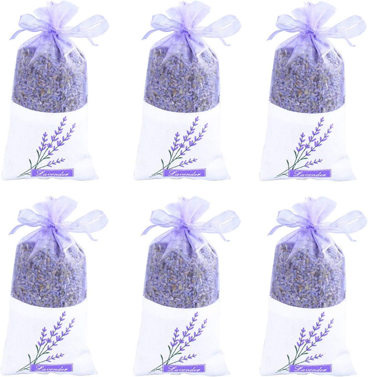 TooGet Lavender Sachet Bags Natural Ultra Blue Lavender Buds for Home Fragrance and Room Decor - Pack of 6
