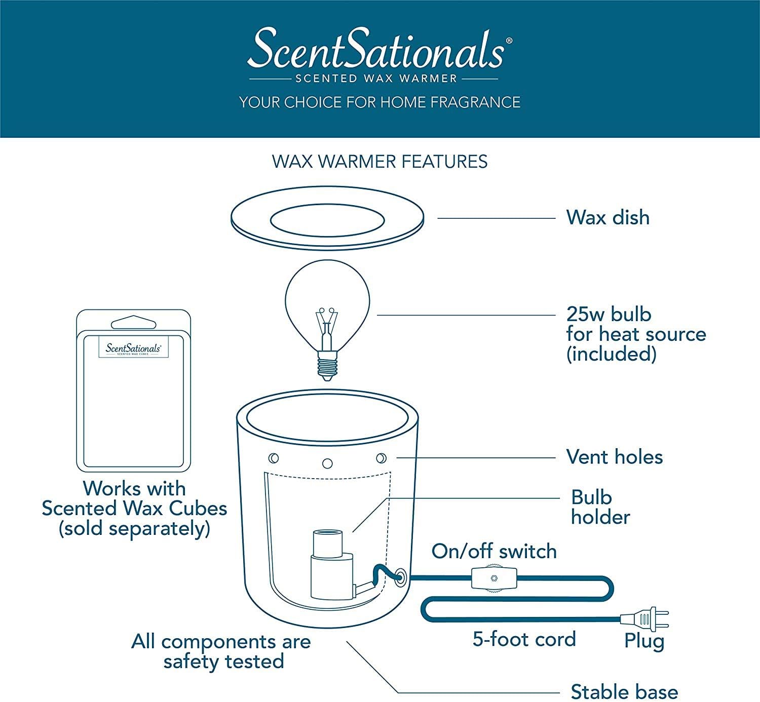 Scentsationals Lantern Wax Melt Warmer - Flame Free Safe Decorative