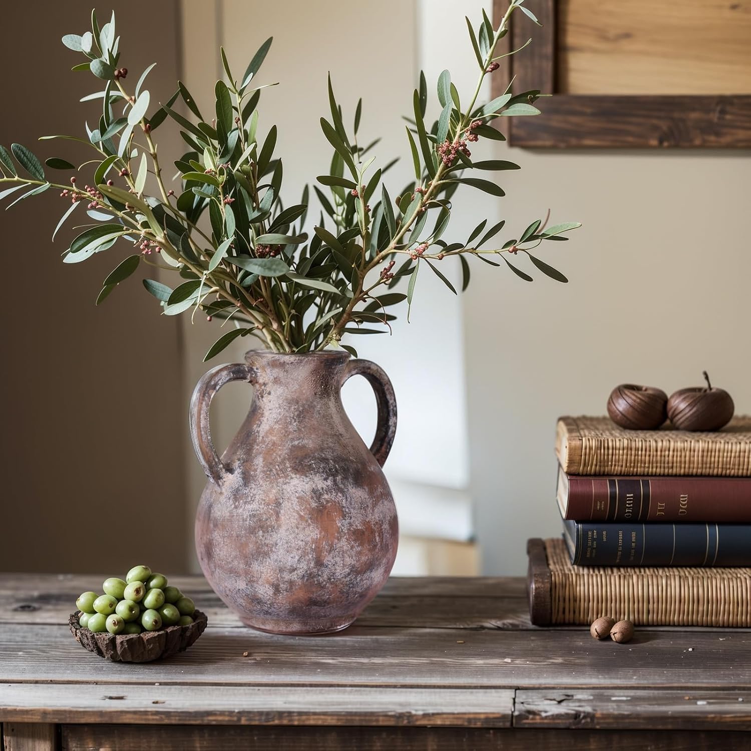 79 Inch Ceramic Rustic Farmhouse Vase with Handle